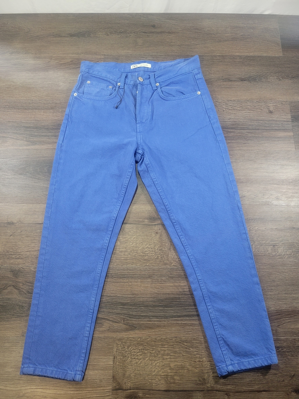 Zara High Rise Slim Skinny Womens Blue Denim Jeans Size 31 5-Pocket Button Fly